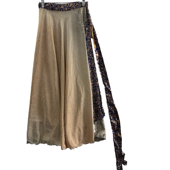 Women Silk Wrap Skirts Bundle of 2 One Size Multicolor Boho Sari Festive 5-5 - Picture 4 of 15